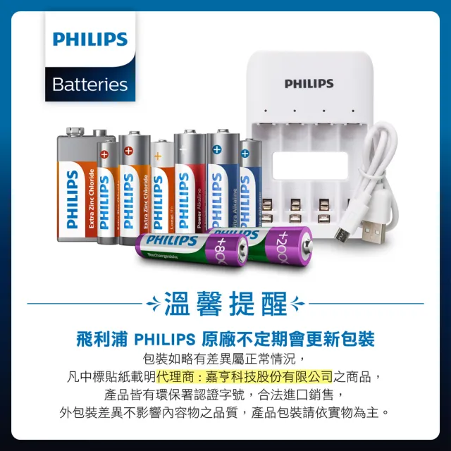 【Philips 飛利浦】2號碳鋅電池 共12顆(2入*6)
