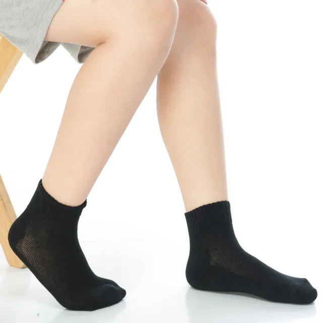【KEROPPA 可諾帕】7~12歲學童專用毛巾底氣墊短襪x4雙(C93003)