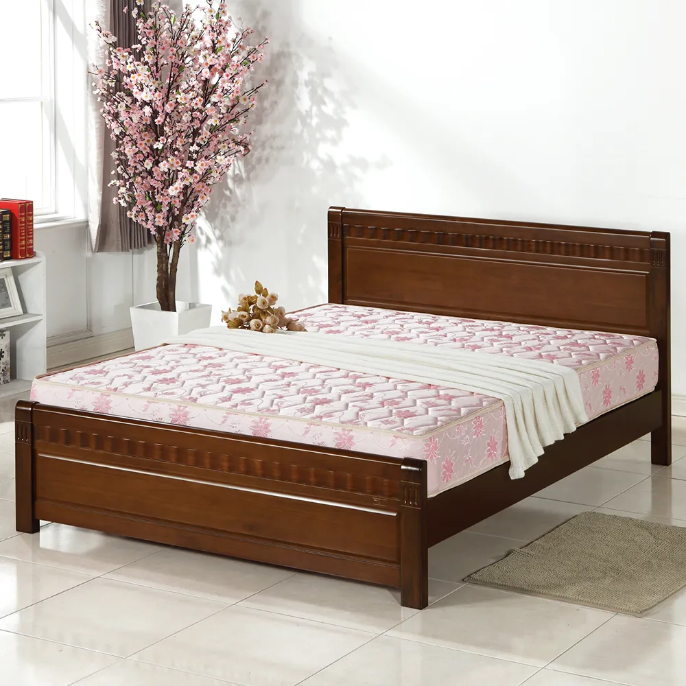 【ASSARI】粉紅療癒型厚緹花布冬夏兩用硬式彈簧床墊(雙大6尺)