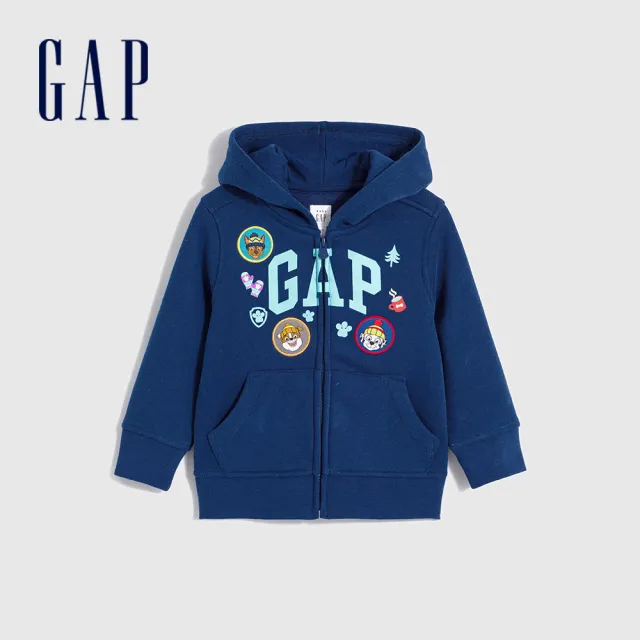 【GAP】男幼童裝 Gap x 汪汪隊立大功聯名 Logo印花刷毛連帽外套-深藍色(847354)