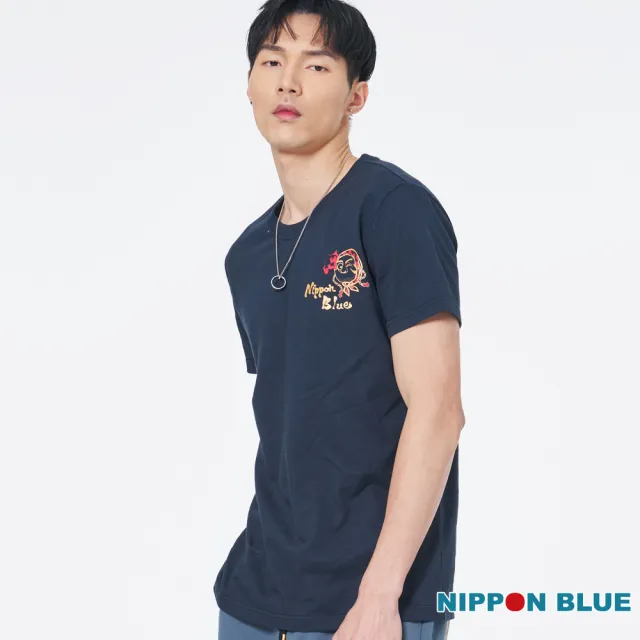 【BLUE WAY】男裝 火男家徽 短袖 上衣-日本藍