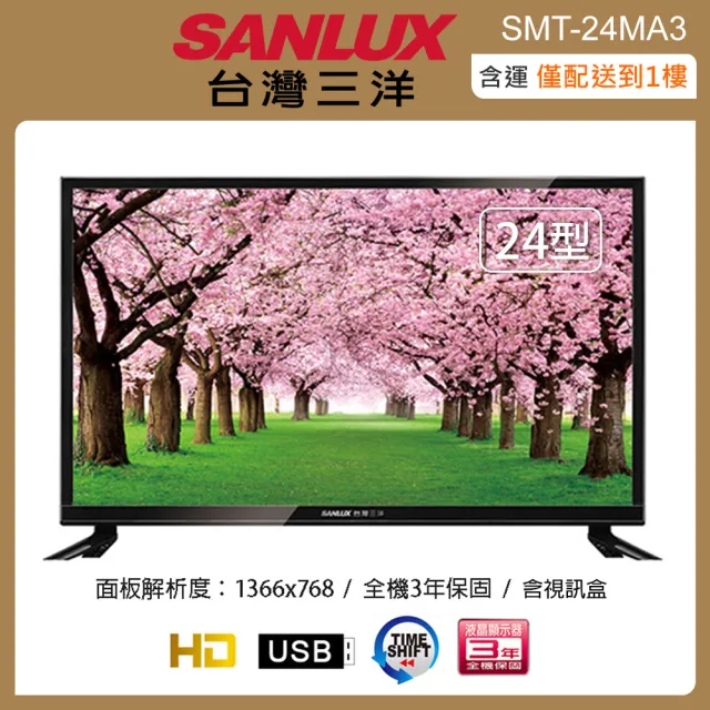 【SANLUX 台灣三洋】24吋液晶顯示器+視訊盒 SMT-24MA3(含運不含拆箱定位)