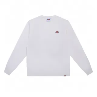 【Dickies】男款雪白色純棉經典三色Logo長袖T恤｜DK010983H25