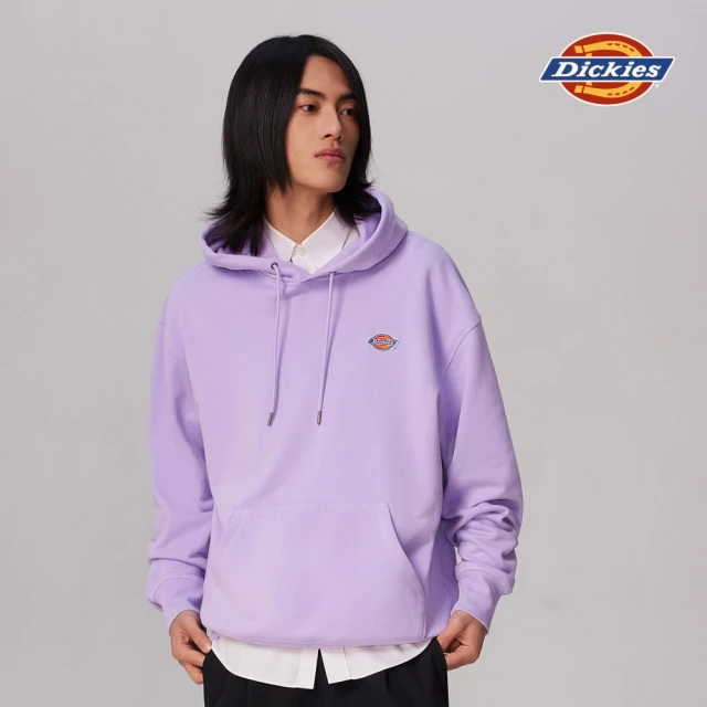 【Dickies】男款薔薇紫純棉經典三色Logo連帽大學T｜DK010945E61