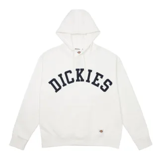 【Dickies】男款雪白色純棉胸前刺繡Logo圖案寬鬆連帽大學T｜DK012299H25