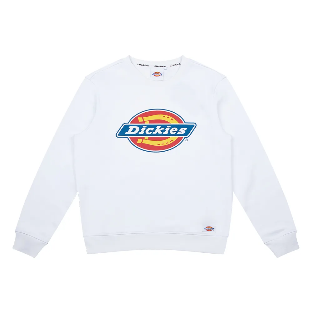 【Dickies】男款白色純棉經典Logo印花大學T｜DK008714C4D