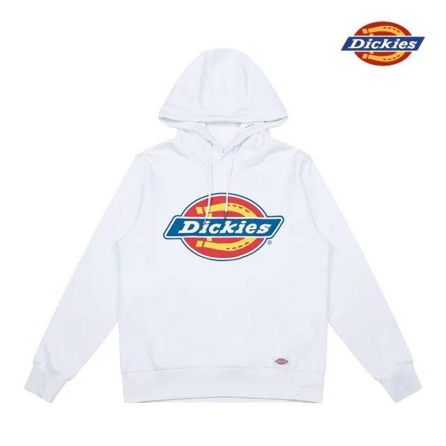 【Dickies】女款白色純棉Logo印花連帽大學T｜DK008809C4D