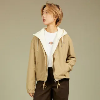 【Dickies】女款卡其色平紋防塵防潑水教練外套｜DK012458KHK