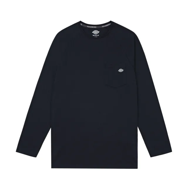【Dickies】男款深海軍藍胸前口袋品牌Logo休閒舒適長袖T恤｜DK011770CG7