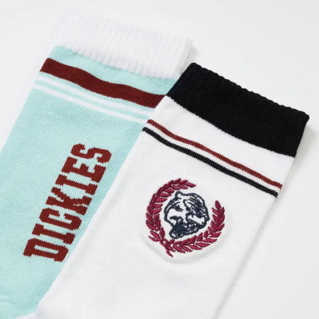 【Dickies】男女款白色組合撞色設計品牌Logo襪子（二入組）｜DK012453WHX