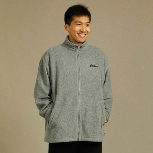 【Dickies】男款羽灰色抓絨胸前品牌刺繡Logo立領外套｜DK012570CQ8