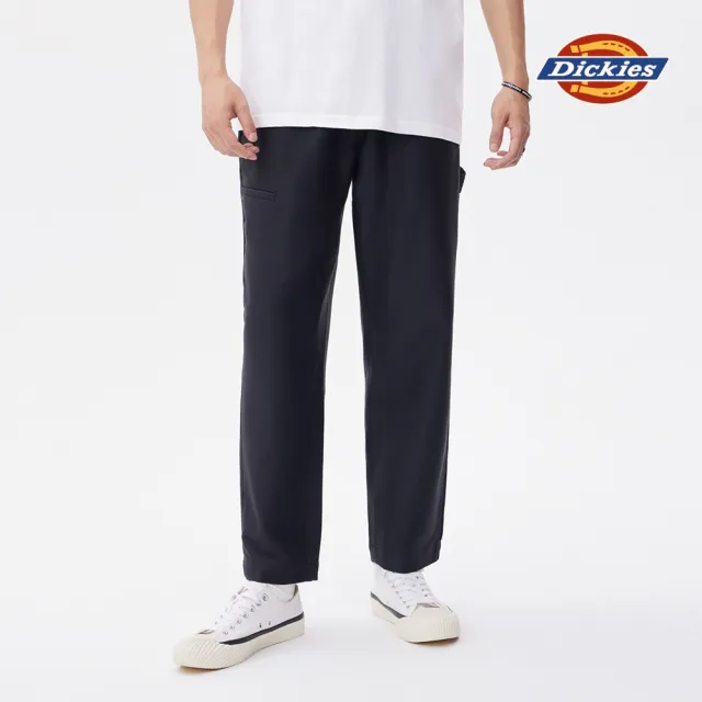 【Dickies】男款黑色彈性抽繩褲腰多口袋休閒長褲｜DK011569BLK