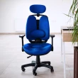 【DonQuiXoTe】韓國原裝Grandeur雙背透氣坐墊人體工學椅海藍(人體工學椅)