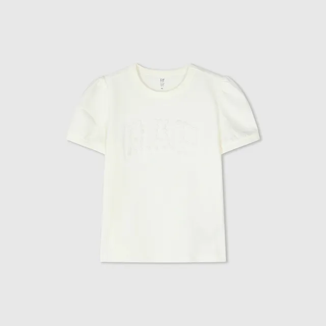 【GAP】女童裝 Logo純棉印花圓領短袖T恤-白色(890395)