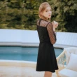 【OMUSES】點點蕾絲刺繡黑色短洋裝28-7117(S-2L)
