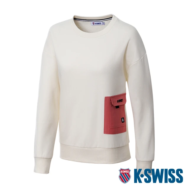 K-SWISS 刷毛圓領上衣 Sweatshirt-女-米白(199154-290)