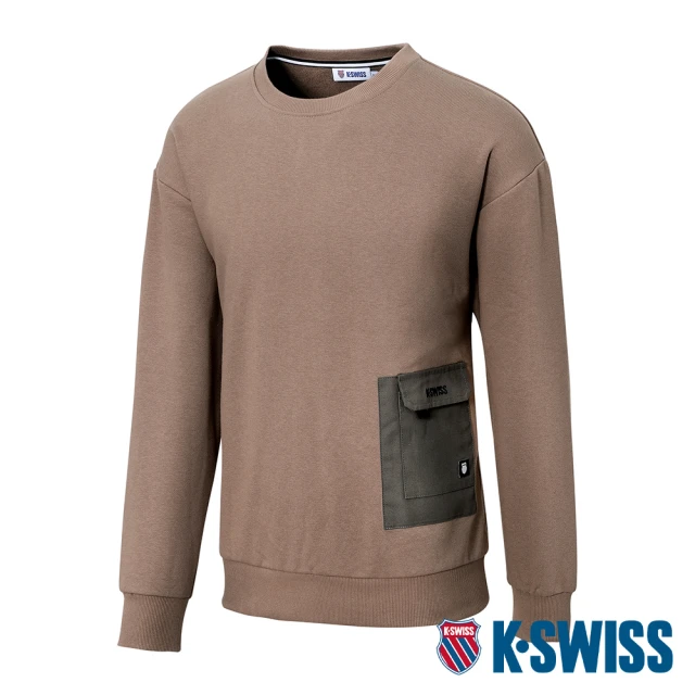 K-SWISS 刷毛圓領上衣 Sweatshirt-男-棕(109154-284)