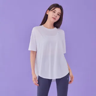 【STL】現貨 韓國瑜伽 Sapphire 抗UV防曬 涼感 女 運動機能 寬鬆 長版 短袖 上衣 T恤(PureWhite純粹白)