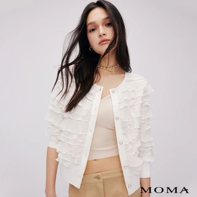 MOMA 浪漫波浪荷葉外套(白色)