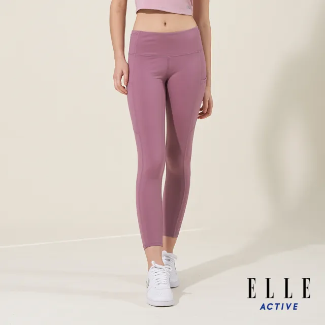 【ELLE ACTIVE】女款 腰側口袋剪接瑜珈褲-藕粉色(EA24M2W3703#76)