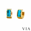 【VIA】鈦鋼耳環 寶石耳環/多面切割寶石鑲嵌個性時尚歐美316L鈦鋼耳環 耳扣(3色任選)