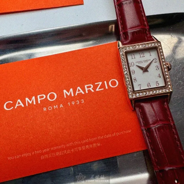 【CAMPO MARZIO】雙11CampoMarzio手錶型號CMW0012(白色錶面玫瑰金錶殼紅色真皮皮革錶帶款)