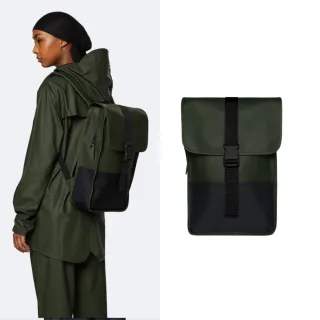 【RAINS官方直營】Buckle Backpack Mini 防水迷你版扣環後背包(Green 森林綠)