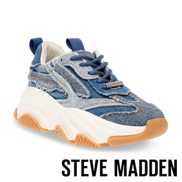 【STEVE MADDEN】POSSESSION-E 拼接牛仔布厚底休閒鞋(藍色)