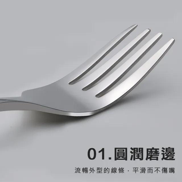 【樂邁家居】304不鏽鋼 叉子 西餐叉 水果叉 甜點叉(長20cm 圓柄2入組)