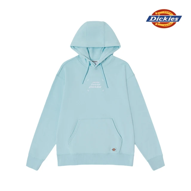 【Dickies】男款冰藍色純棉三層Dickies刺繡連帽大學T｜DK010950D69