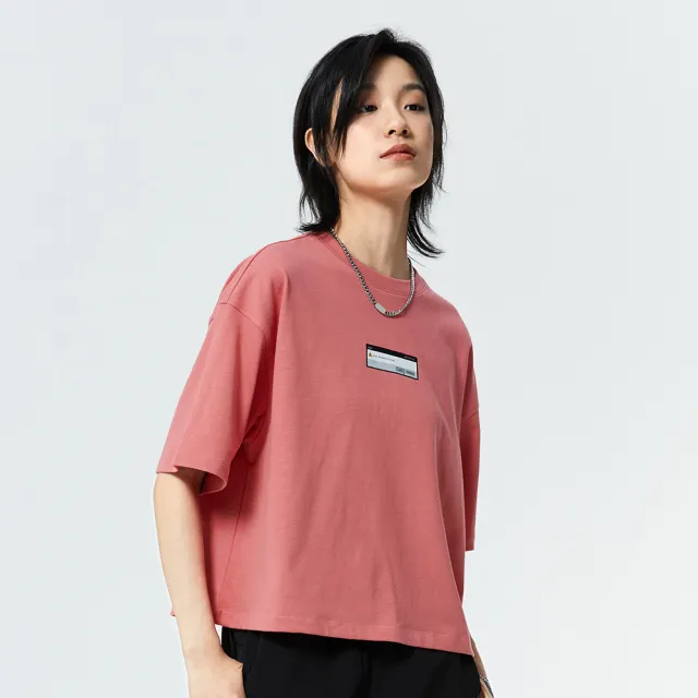 【Dickies】女款茶玫瑰色純棉重磅趣味印花寬鬆版型短袖T恤｜DK010849B81