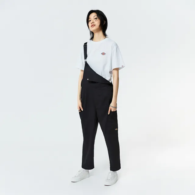 【Dickies】女款黑色斜紋工裝多口袋吊帶褲｜DK010801BLK