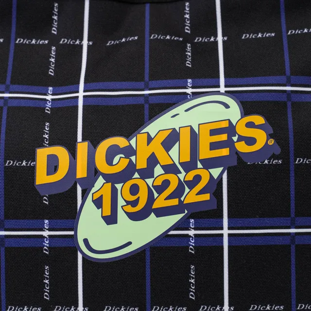 【Dickies】男女款Dickies黑色格紋圖案波普藝術格紋大容量拉鍊式托特包｜DK010483C84