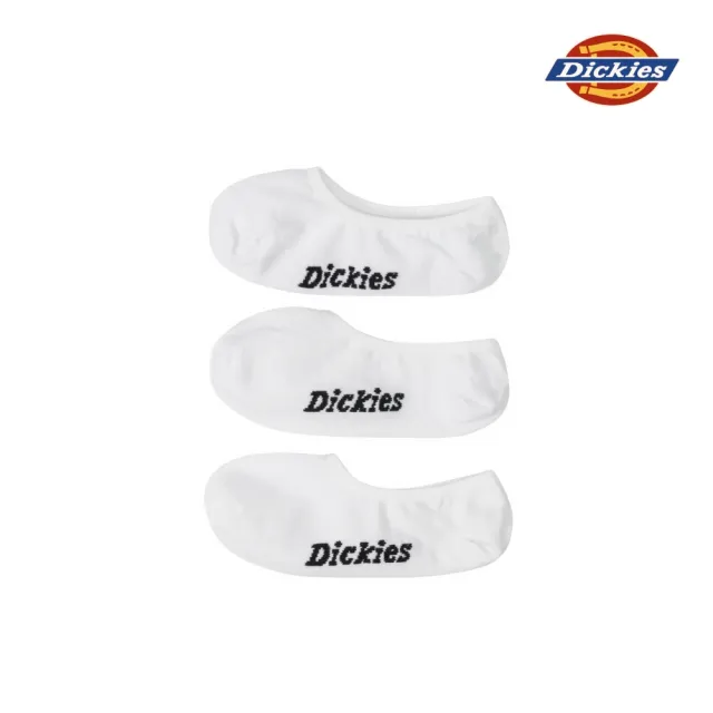 【Dickies】Dickies男女款白色簡約撞色品牌Logo低筒襪（三雙入）｜DK013015WHX