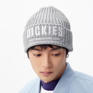 【Dickies】男女款羽灰色品牌刺繡大Logo針織反摺毛帽｜DK010903HG0