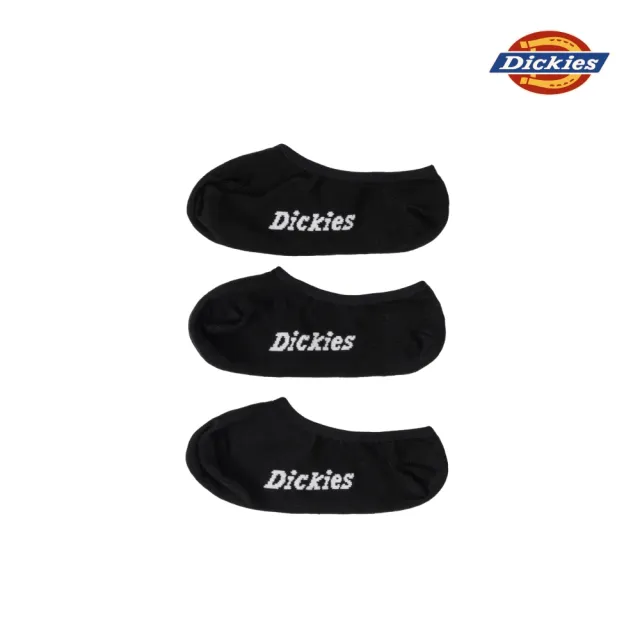 【Dickies】男女款黑色簡約撞色品牌Logo低筒襪（三入組）｜DK013015BLK