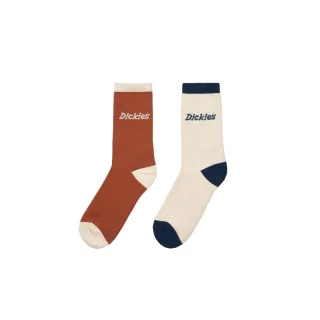 【Dickies】男女款淺沙灰簡約品牌Logo撞色中筒襪（二入組）｜DK013036F90