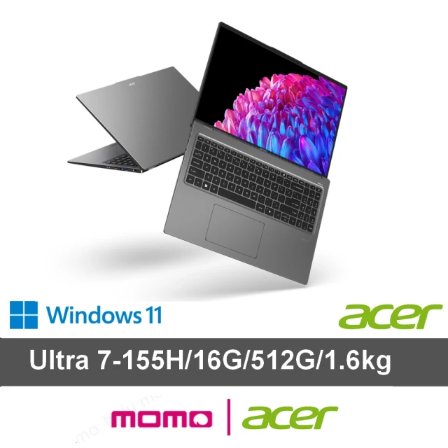 ACER 宏碁Acer 宏碁 Office2021組★16吋Ultra 7輕薄效能AI筆電(Swift Go/SFG16-72/Ultra 7-155H/16G/512G/W11)