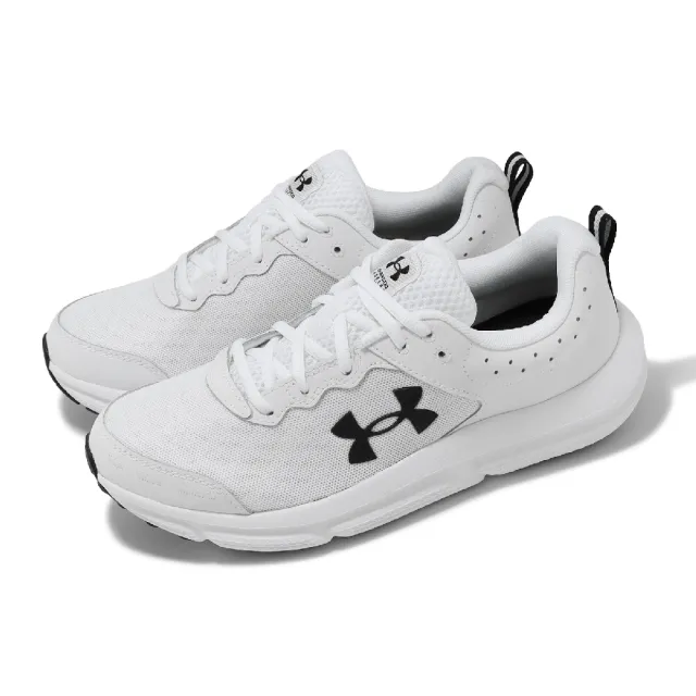 【UNDER ARMOUR】慢跑鞋 Charged Assert 10 男鞋 白 黑 緩震 透氣 路跑 訓練 運動鞋 UA(3026175104)