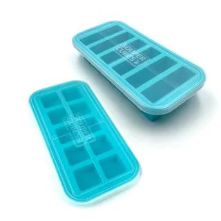 【Souper Cubes】多功能食品級矽膠保鮮盒-湖水綠-3件組6格+10格+10格(副食品分裝盒/製冰盒/嬰兒副食品)
