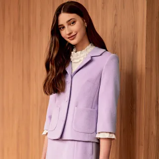 【ILEY 伊蕾】輕奢時髦紫色俐落毛呢西裝外套(紫色；M-L；1224024614)