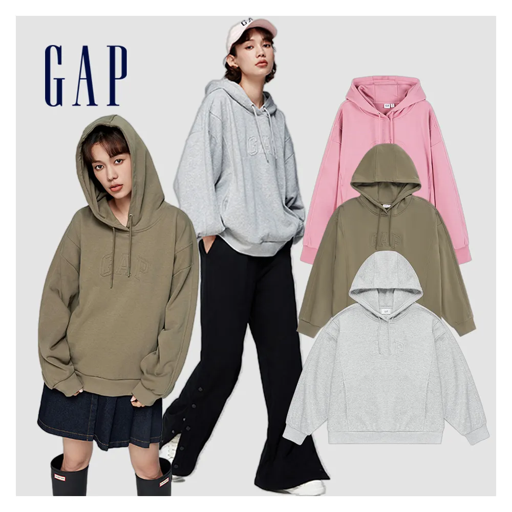 【GAP】女裝 Logo帽T 碳素軟磨法式圈織系列-多色可選(429363)