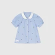 【GAP】女幼童裝 Logo純棉小熊印花翻領長袖襯衫-藍色(890350)