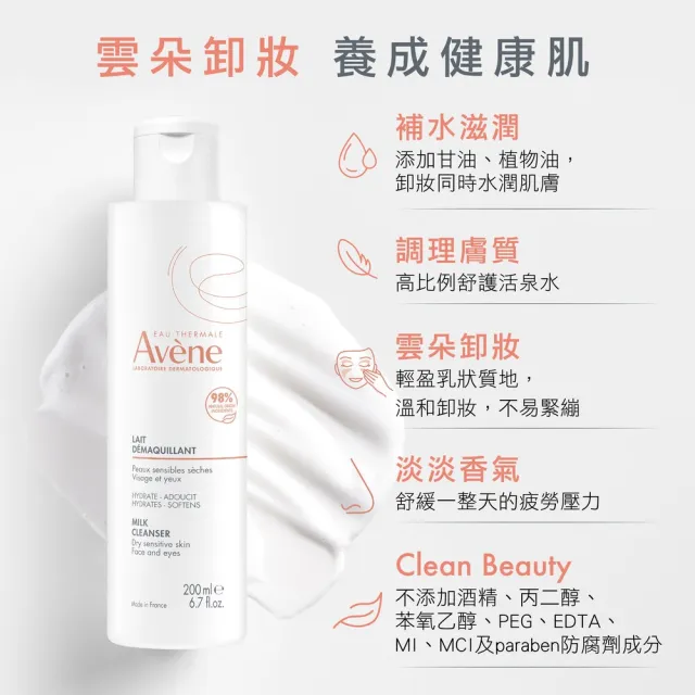 【Avene 雅漾】官方直營 活泉舒緩卸妝乳200ml