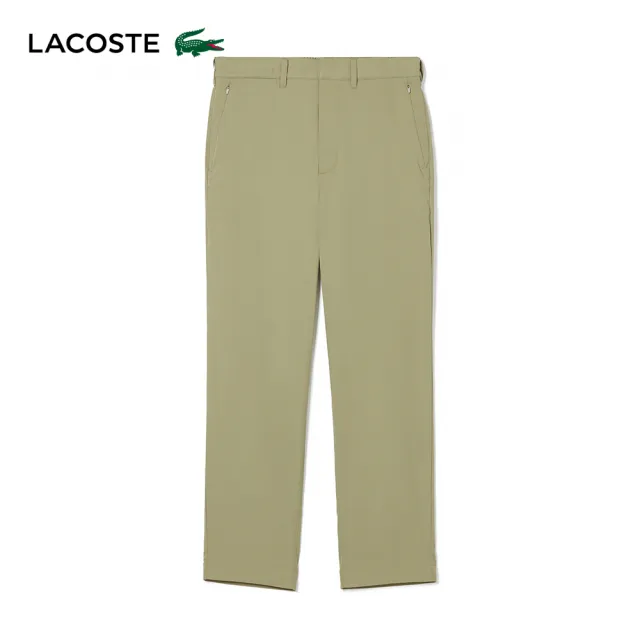 【LACOSTE】男裝-錐形褲管輕質斜紋工作褲(卡其色)
