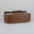 【GUCCI 古馳】Horsebit 1955 GG Supreme帆布皮革滾邊雙背帶迷你斜背包(咖啡)