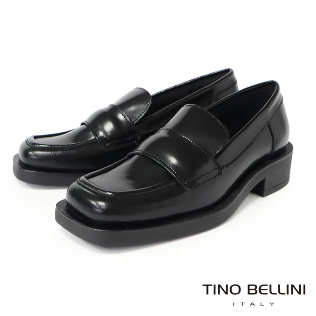TINO BELLINI 貝里尼TINO BELLINI 貝里尼 義大利進口全真皮方頭低跟樂福鞋FYLV033(黑色)