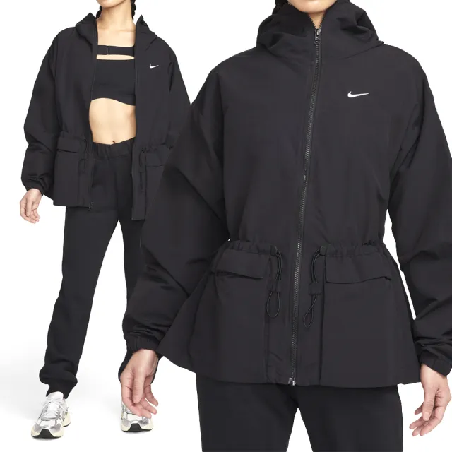 【NIKE 耐吉】AS W NSW TREND WVN JKT 女款 黑色 連帽 寬版 防曬 防潑水 休閒 外套 FN3670-010