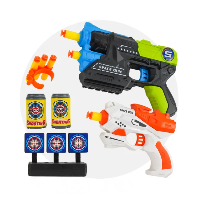 888便利購】2入大小安全軟彈槍組（附標靶子彈）（顏色隨機）（68826）