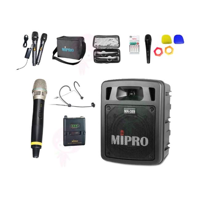 【MIPRO】MA-389 配1手握+1頭戴式麥克風5.8G(雙頻手提無線喊話器/藍芽最新版 /遠距教學)
